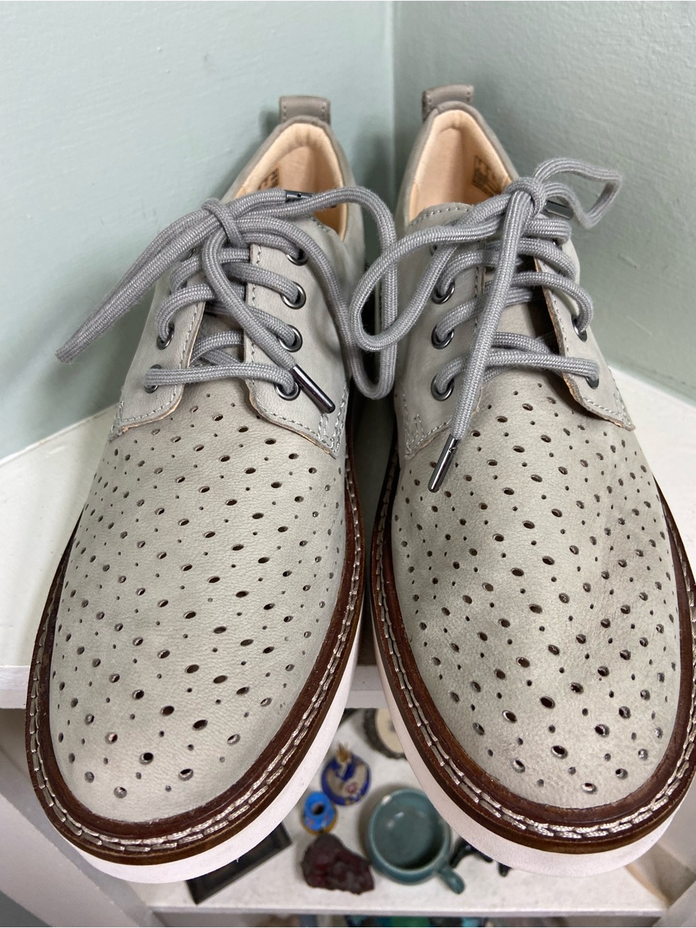 Clarks Orianna Move Wedge Gray Derby Platform Oxford Leather Women’s 9.5 [JO] - Picture 4 of 11